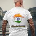 インド独立記念日 1947年8月15日 インド国旗 愛国心 メンズTシャツ バックプリント 高齢者への贈り物
