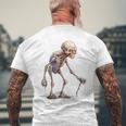 エイリアン スケルトン クリーチャー 松葉杖 スティック メンズTシャツ バックプリント 高齢者への贈り物