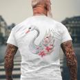 エレガントな白鳥の花 メンズTシャツ バックプリント 高齢者への贈り物
