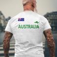 オーストラリア 国旗 カンガルー サッカー ラグビー フットボール 水泳 応援 メンズTシャツ バックプリント 高齢者への贈り物