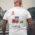 キッズ かっこいいチュー 3歳バースデーボーイ可愛い電車好き メンズTシャツ バックプリント 高齢者への贈り物