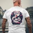 キツネ キツネ 桜 花 日本 九尾狐 長袖tシャツ メンズTシャツ バックプリント 高齢者への贈り物