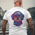 グリフォン ブリュッセロ 犬 音楽 ヘッドホン グリフォン ブリュッセル メンズTシャツ バックプリント 高齢者への贈り物