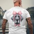 コケットボウ グレートデーン 犬 ママ ピンクリボン キュート 母の日 メンズTシャツ バックプリント 高齢者への贈り物