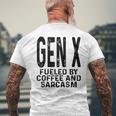 コーヒーと皮肉なユーモアに刺激された面白いジェネレーションx Gen X メンズTシャツ バックプリント 高齢者への贈り物