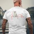 ゴールデンチンチラ ペルシャ猫 ハートビート Ekg I Love My Cats メンズTシャツ バックプリント 高齢者への贈り物