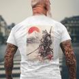 サムライ 猫戦士 浮世 墨絵 猫 サムライ 長袖tシャツ メンズTシャツ バックプリント 高齢者への贈り物