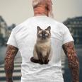 シャム猫 美人 雄大なシャム猫 ラブリーシャム猫 メンズTシャツ バックプリント 高齢者への贈り物