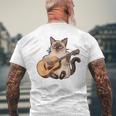 シャム猫ギタリスト ミーザー ギター奏者 メンズTシャツ バックプリント 高齢者への贈り物