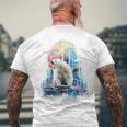 シロクマ 動物 カラフル 動物園 アート 描画 シロクマ メンズTシャツ バックプリント 高齢者への贈り物
