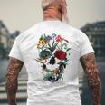 スカルフラワー チューリップ シュガースカルツリー フローラル スカルローズ メンズTシャツ バックプリント 高齢者への贈り物