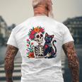 スケルトン ハグ 猫 シュガー スカル Día Los Muertos ハロウィン メンズTシャツ バックプリント 高齢者への贈り物