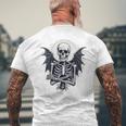 スケルトン ハロウィン コスチューム 怖い 不気味な翼 死 メンズTシャツ バックプリント 高齢者への贈り物