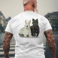 スコティッシュテリア犬の所有者ペット所有者アートデザイン メンズTシャツ バックプリント 高齢者への贈り物