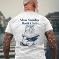 スローサンデーブッククラブ 本好きの猫 メンズTシャツ バックプリント 高齢者への贈り物