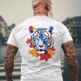 タイガー 動物 自然 動物園 抽象芸術 顔 虎 メンズTシャツ バックプリント 高齢者への贈り物