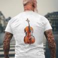 チェロ 楽器 モチーフ アート チェロ メンズTシャツ バックプリント 高齢者への贈り物