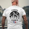 ティニュ フランス アルプス スキー場 アルペンスキー フランス国旗 メンズTシャツ バックプリント 高齢者への贈り物