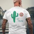 テキサス キュート 気まぐれなサボテン 南西部の太陽 砂漠 バケーション メンズTシャツ バックプリント 高齢者への贈り物