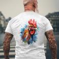 ニワトリ 動物 絵画 グラフィック 抽象 カラフル チキン メンズTシャツ バックプリント 高齢者への贈り物