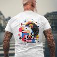 ハリネズミ アート 幾何学 動物 抽象 グラフィック ハリネズミ メンズTシャツ バックプリント 高齢者への贈り物