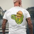 ハンバーガーを食べるかわいいカメ 面白いハンバーガー 長袖tシャツ メンズTシャツ バックプリント 高齢者への贈り物