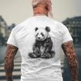 パンダ アニマルプリント グラフィック デッサン アート 絵画 パンダ メンズTシャツ バックプリント 高齢者への贈り物