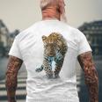 ヒョウ アニマルプリント モチーフ 描画 ポートレート ヒョウ メンズTシャツ バックプリント 高齢者への贈り物