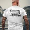ビンテージ羊の描画 メンズTシャツ バックプリント 高齢者への贈り物