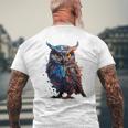 フクロウ アートワーク 動物 フクロウ メンズTシャツ バックプリント 高齢者への贈り物
