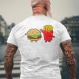 フライドポテト ハンバーガー チーズバーガー 友達 ファストフード フライドポテト メンズTシャツ バックプリント 高齢者への贈り物