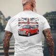 ブリティッシュクラシックカー レッドミニスポーツカー メンズTシャツ バックプリント 高齢者への贈り物