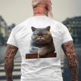 ブリティッシュショートヘア猫猫ママ猫ママかわいい猫 長袖tシャツ メンズTシャツ バックプリント 高齢者への贈り物
