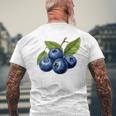 ブルーベリー愛好家のためのブルーベリーデザイン メンズTシャツ バックプリント 高齢者への贈り物