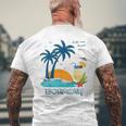 ボラカイ島 ヤシの木 日没 花 フィリピン ビーチ カクテル パラワン島 東南アジア 海鳥 島 贈り物 海 お土産 セブ メンズTシャツ バックプリント 高齢者への贈り物