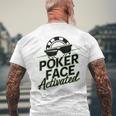 ポーカーフェイス活性化テキサスホールデムポーカーカード愛好家。 メンズTシャツ バックプリント 高齢者への贈り物