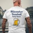 ミルウォーキービールと野球リリーフピッチャー メンズTシャツ バックプリント 高齢者への贈り物