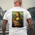 モナ・リザとオレンジ色の猫 面白いアートの絵 メンズTシャツ バックプリント 高齢者への贈り物