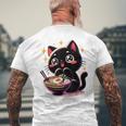 ラーメン猫かわいいアニメ猫ラーメン愛好家甘い メンズTシャツ バックプリント 高齢者への贈り物