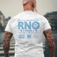 ヴィンテージ リノ Rno 空港コード トラベル デイ レトロ タグ ネバダ メンズTシャツ バックプリント 高齢者への贈り物