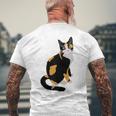 三毛猫ポートレート かわいい三毛猫 三毛猫好き メンズTシャツ バックプリント 高齢者への贈り物