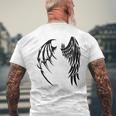 天使 悪魔 翼 神話 信仰 メンズTシャツ バックプリント 高齢者への贈り物