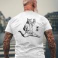 太極拳 猫 格闘技 面白い 猫 格闘 メンズTシャツ バックプリント 高齢者への贈り物