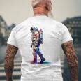 宇宙飛行士 宇宙モチーフ カラフル 宇宙飛行士 メンズTシャツ バックプリント 高齢者への贈り物