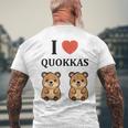 小さな赤ちゃんクオッカのユーモア動物は大好きです私はクオッカが大好きです メンズTシャツ バックプリント 高齢者への贈り物