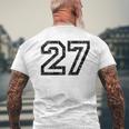数字 27 ヴィンテージ ブラックホワイト メンズTシャツ バックプリント 高齢者への贈り物