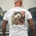 日本 浮世絵 桜 着物 竜 綺麗 日本髪 メンズTシャツ バックプリント 高齢者への贈り物