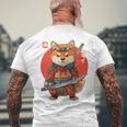 日本の侍犬 柴戦士 浮世サムライ バックプリント メンズTシャツ バックプリント 高齢者への贈り物