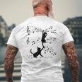 楽譜で遊ぶ面白い猫 メンズTシャツ バックプリント 高齢者への贈り物