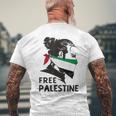 無料パレスチナ国旗 ガザの終わり占領 パレスチナ語 メンズTシャツ バックプリント 高齢者への贈り物
